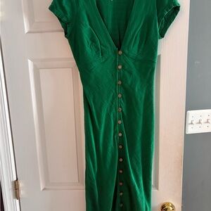 Free People Green Button Down Midi Dress